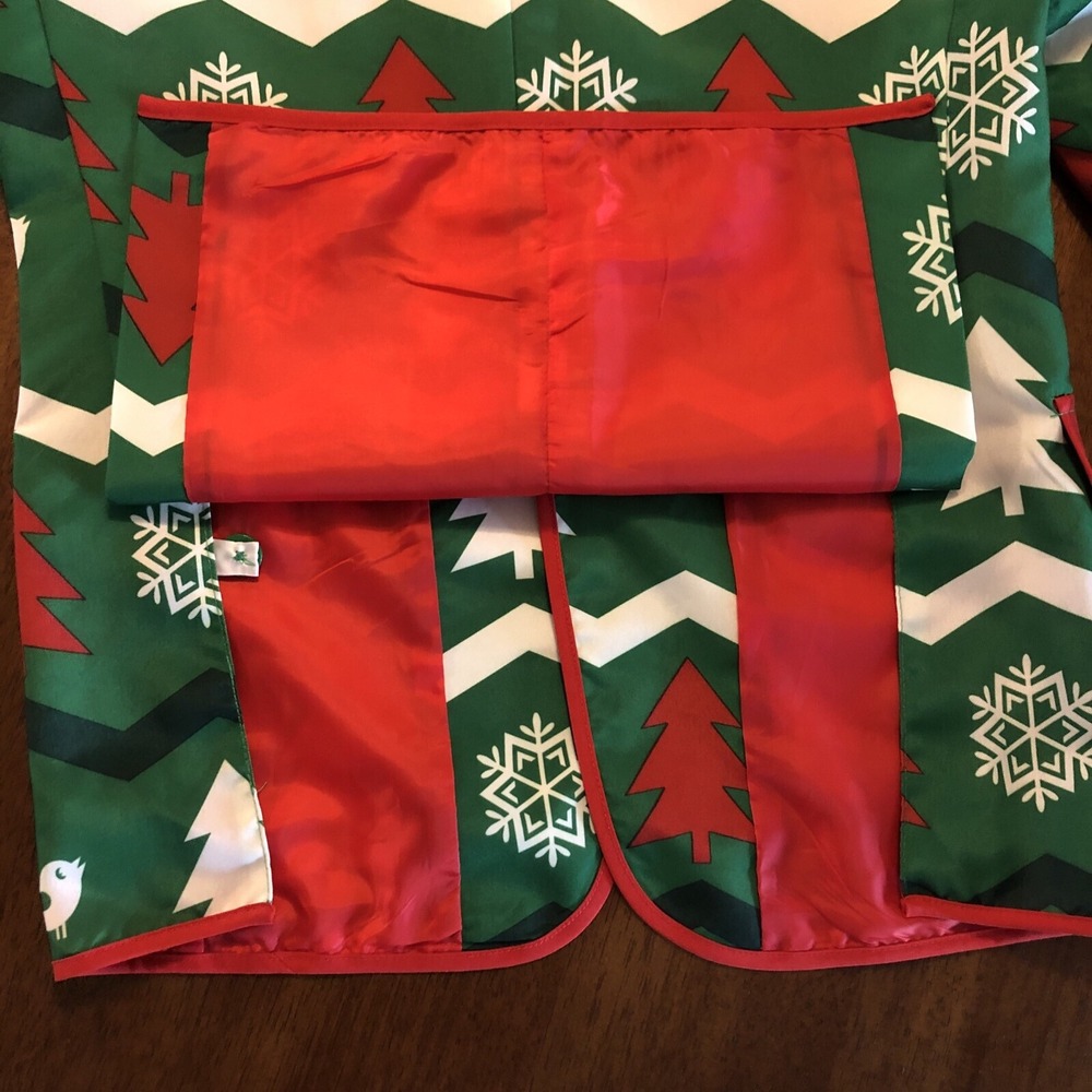 Ugly Christmas Blazer Suit Jacket Trees Snowflakes Green Red White Mens Small - Picture 13 of 15